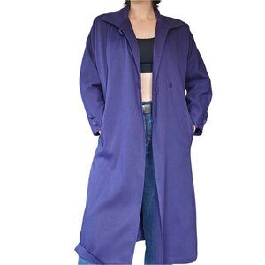 Vintage London Fog Plum Purple Winter Trench Coat Women's 8 Petite Minimalist